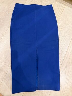 Marciano women’s royal blue pencil skirt with Front Slit and gold zipper Sz 4
